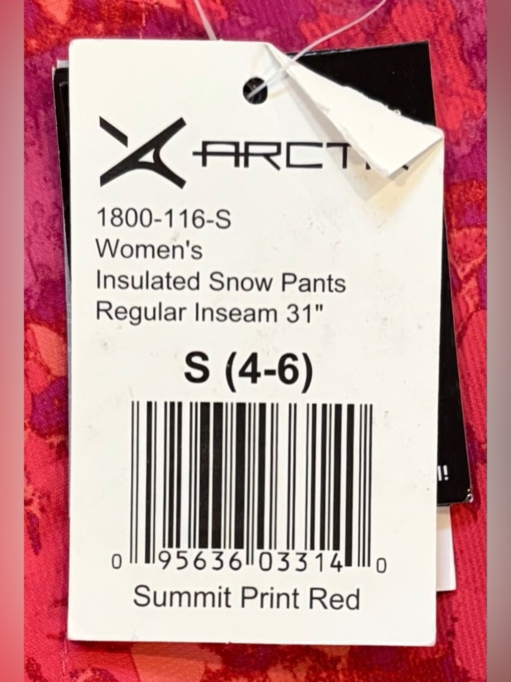 NWT Arctix Women's Insulated Snow Pants S 4-6 Red Summit Print 31" Inseam - Picture 7 of 9